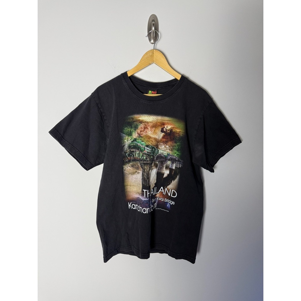 Vintage 2000's Thailand 'The Bridge On The River Kwai' T-Shirt‎ Mens L Black